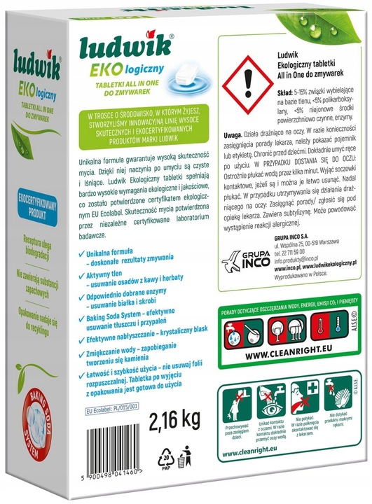 Tabletki ekologiczne do zmywarek Ludwik All in one 120 szt.