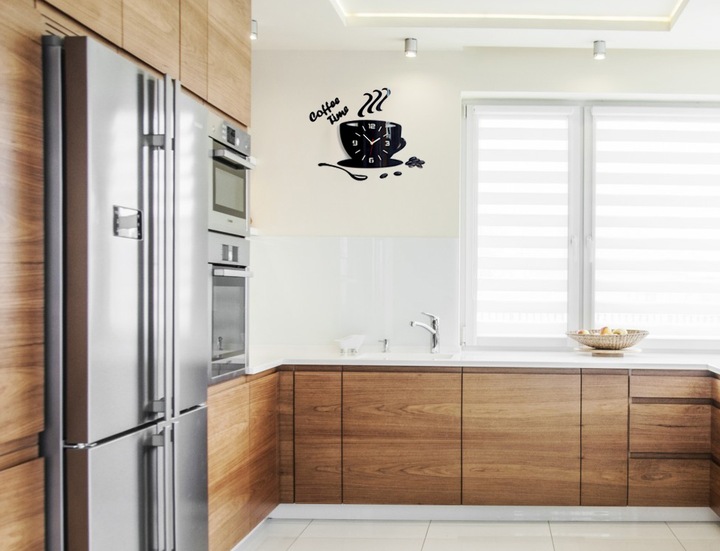 Kuchenny, zegar ścienny FILIŻANKA EFEKT 3D 12KOLORY - cichy, do kuchni
