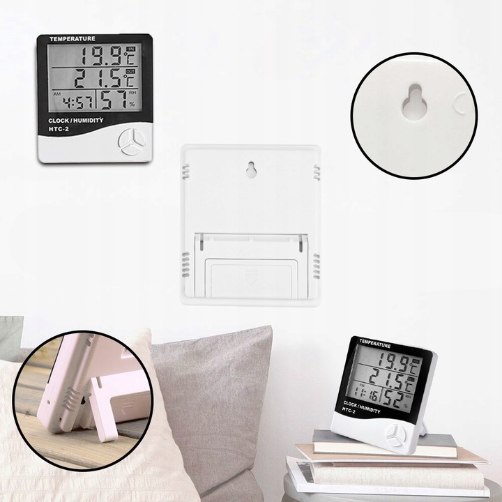 STACJA POGODOWA POGODY TERMOMETR HIGROMETR CZUJNIK SONDA ZEGAR BUDZIK