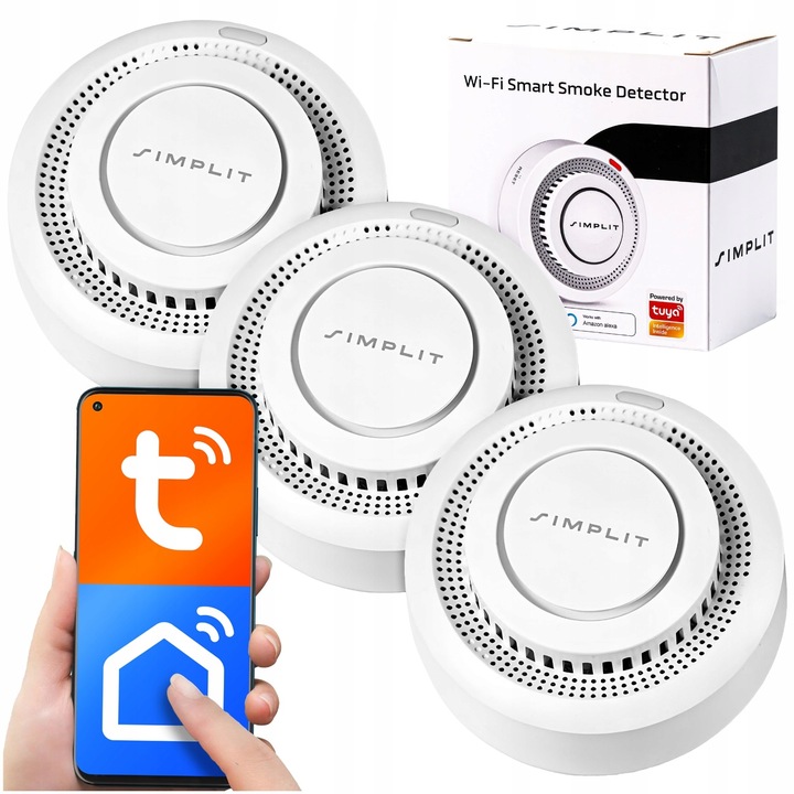 CZUJNIK DYMU DETEKTOR OGNIA WIFI ALARM BEZPRZEWODOWY CZUJKA TUYA