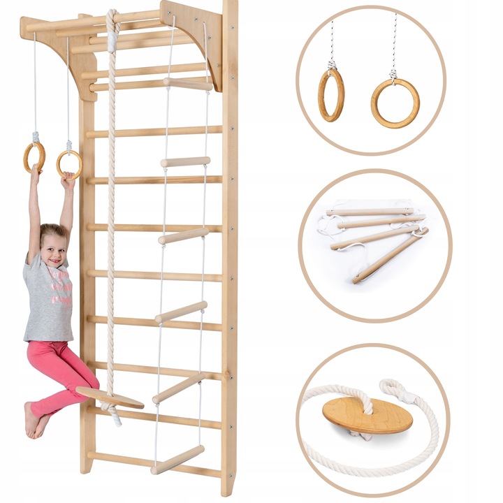 Drabinka gimnastyczna do ćwiczeń regulowany drążek zestaw akcesoriów