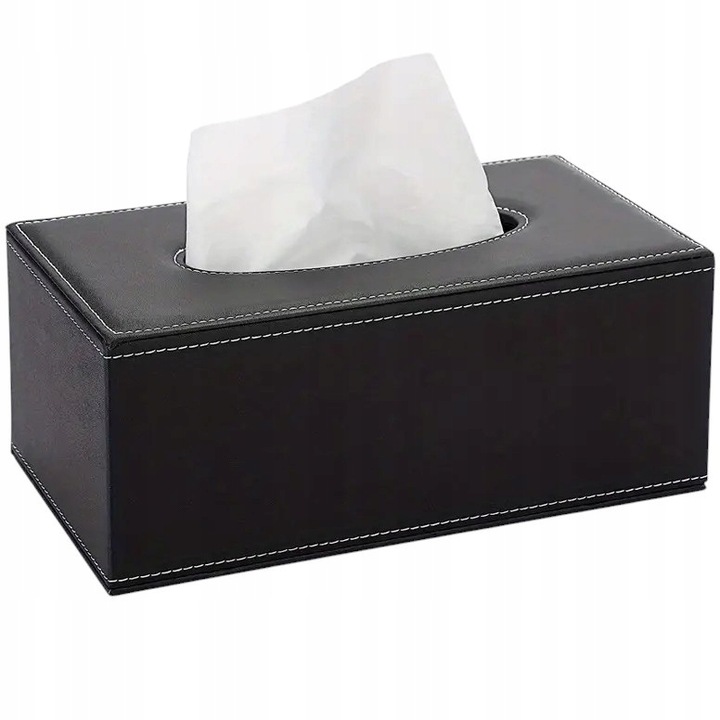 POJEMNIK PUDEŁKO NA CHUSTECZKI CHUSTECZNIK CZARNY Eko Skórka Elegancki
