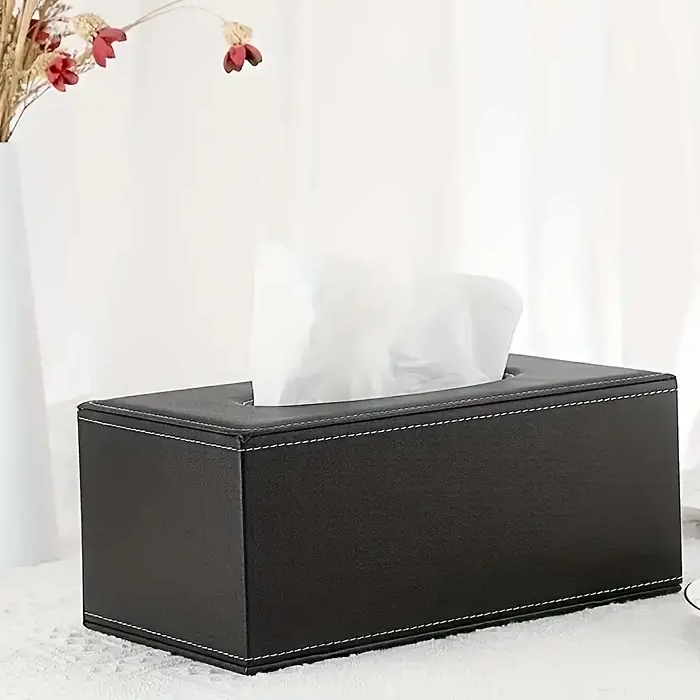 POJEMNIK PUDEŁKO NA CHUSTECZKI CHUSTECZNIK CZARNY Eko Skórka Elegancki