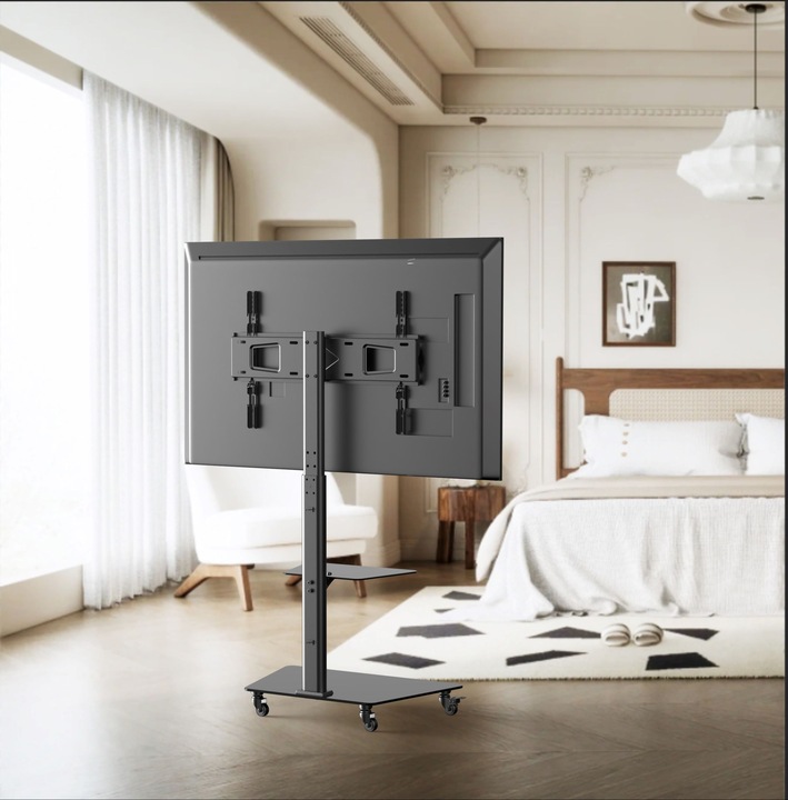 Stojak podlogowy TV na kółkach mobilny 32 40 43 48 50 55 58 65 cali