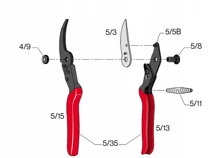 FELCO 5 PRECYZYJNY SEKATOR JEDNORĘCZNY, NOŻYCE OGRODOWE - MODEL PODSTAWOWY