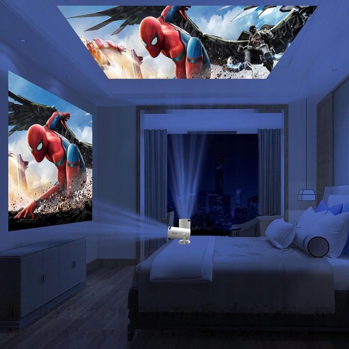 PRZENOŚNY MINI PROJEKTOR ANDROID 12 WiFi RZUTNIK 360 FULL HD 4K Bluetooth