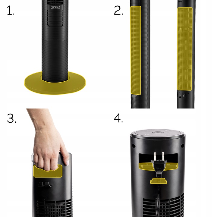 Wentylator kolumnowy stojący Cichy Yoer +10m zasięg 4 tryby Jonizacja