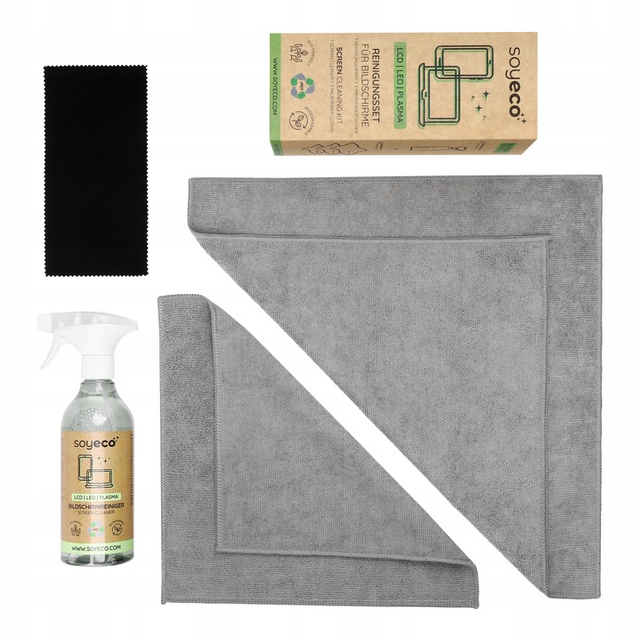 PŁYN DO CZYSZCZENIA EKRANÓW TV LCD LCD MONITORÓW ZESTAW Z MIKROFIBRĄ x3 |