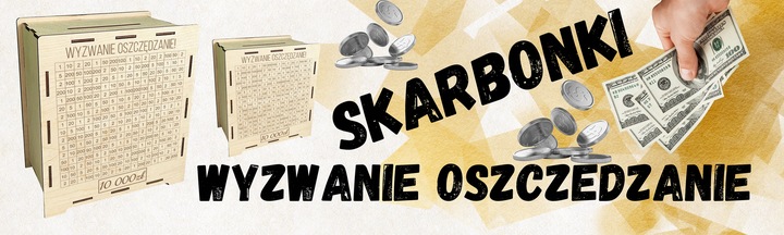 Skarbonka wykreślana wyzwanie tracker oszczędzanie prezent grawer
