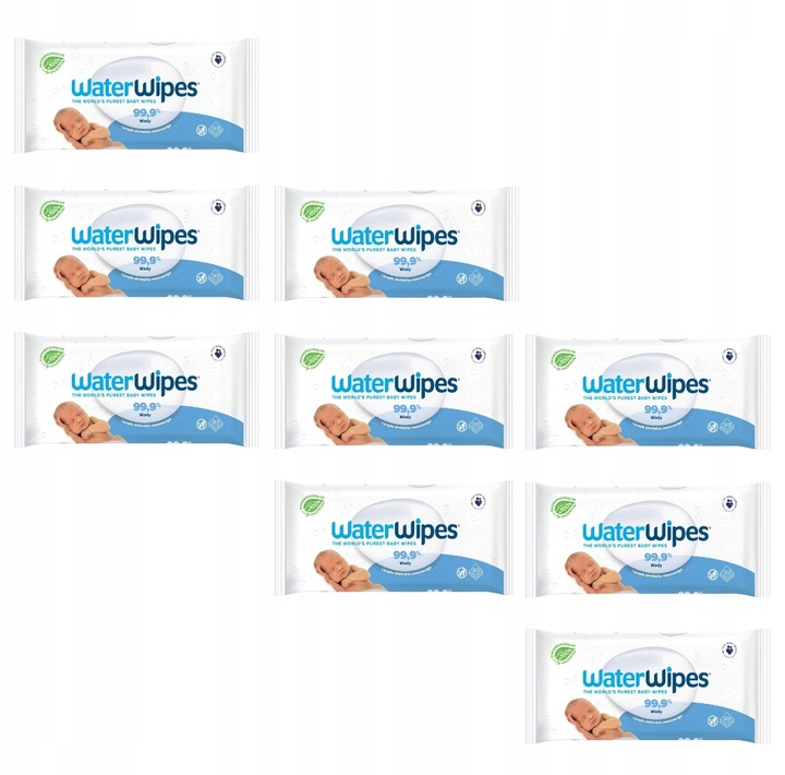 WATERWIPES NAWILŻANE MOKRE DLA DZIECI 540 SZTUK 99,9% WODY