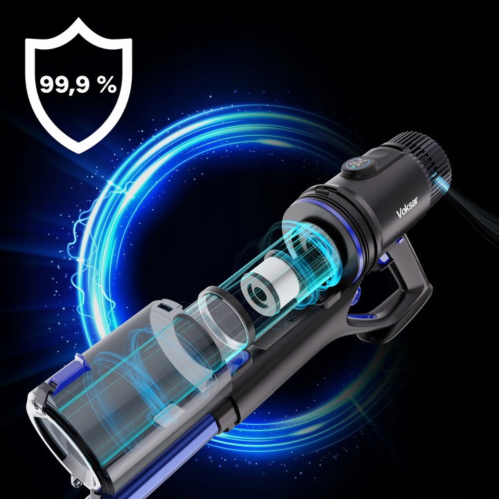Odkurzacz Bezprzewodowy Pionowy VOKSAR V11s 5w1 LED FLEX TUBE HEPA