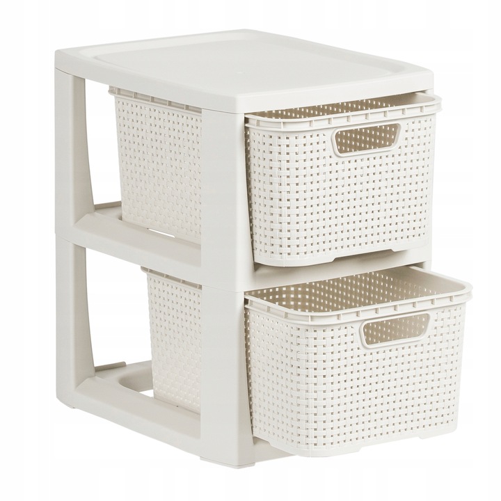 REGAŁ KOMODA STOJAK Z 2 KOSZAMI RATTAN BRANQ 1727A