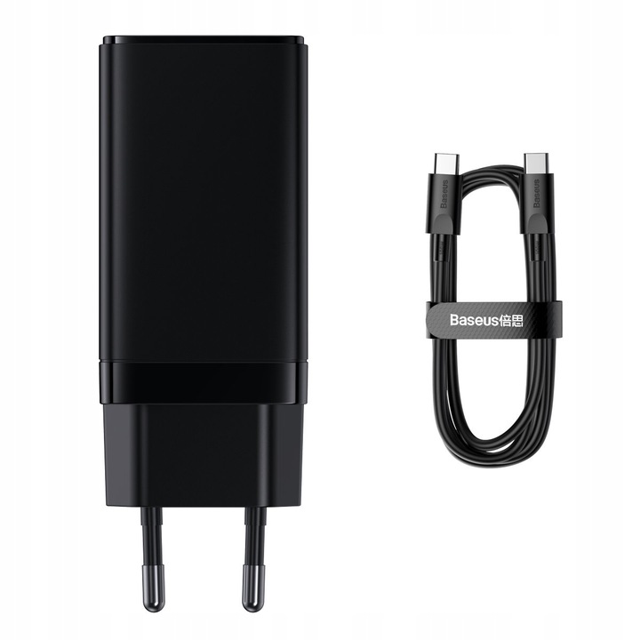 BASEUS SZYBKA ŁADOWARKA SIECIOWA USB 2x USB-C MOCNY ZASILACZ 65W PD QC GaN5