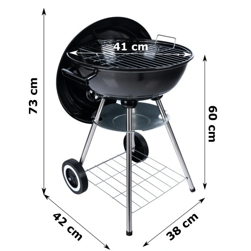 Grill BBQ KETTLE Ogrodowy węglowy na brykiet Zamykany POKRYWA półka