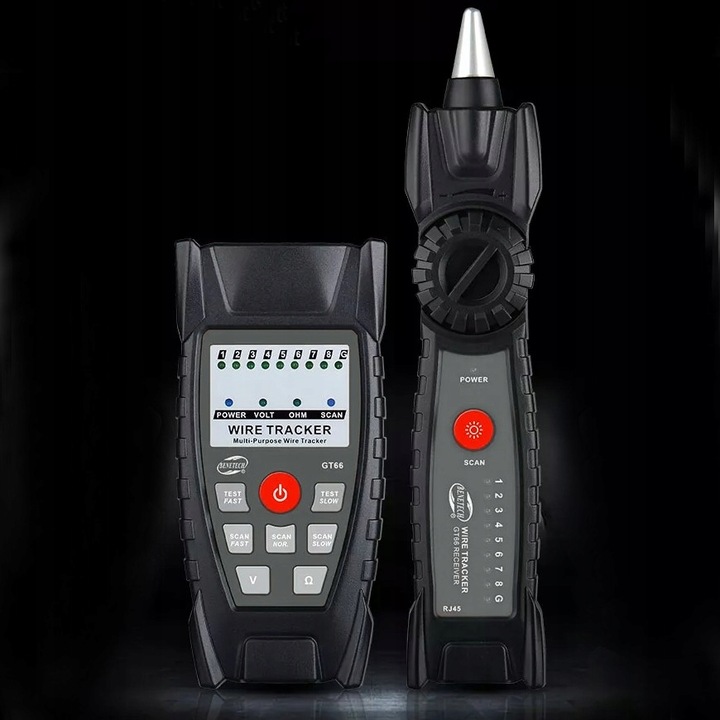 TESTER KABLI SIECIOWYCH Z SONDĄ SZUKACZ PAR PRZEWODÓW SIECI RJ45 RJ11 +ETUI