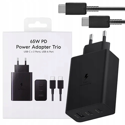 SZYBKA ŁADOWARKA 3x USB 65W 1x USB-A +2x USB-C DLA SAMSUNG GALAXY +KABEL 1M