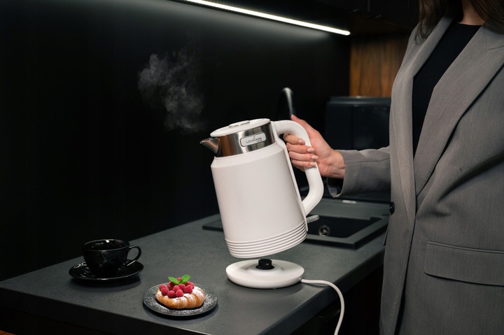 CZAJNIK ELEKTRYCZNY BEZPRZEWODOWY 2200W MOCNY BIAŁY STALOWY DUŻY 2,0L