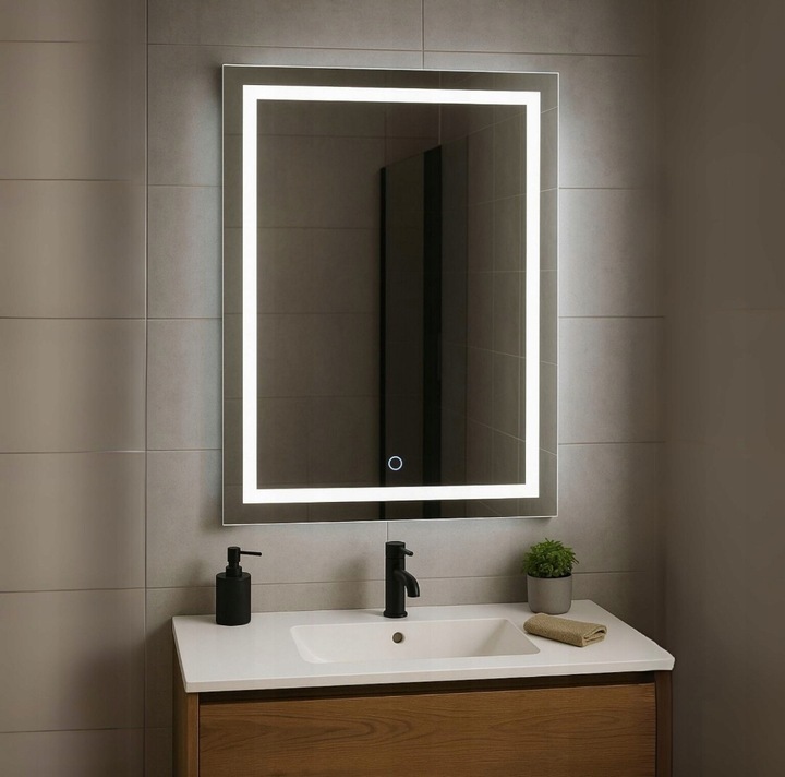 LUSTRO 50X70 Z WŁĄCZNIKIEM DOTYKOWYM OŚWIETLENIE LED LUNA