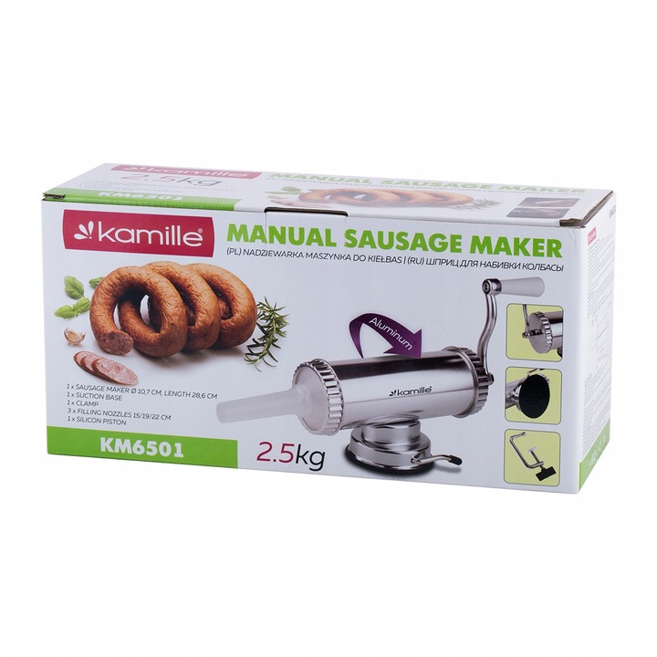 NADZIEWARKA DO KIEŁBAS 2,5 kg MASZYNKA Lewarek DO KIEŁBASY SZPRYCA KAMILLE