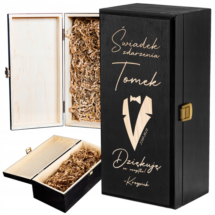 PODZIĘKOWANIE DLA ŚWIADKA PREZENT DLA ŚWIADKA SKRZYNKA NA ALKOHOL UPOMINEK