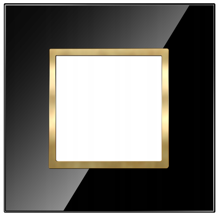 GNIAZDKO POJEDYNCZE Z BOLCEM CZARNE ZŁOTE W RAMCE SZKLANEJ KONTAKT