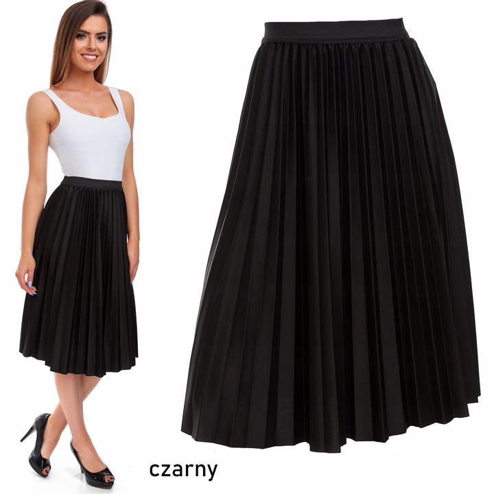 111__SPÓDNICA PLISOWANA MIDI NA GUMCE KOLORY