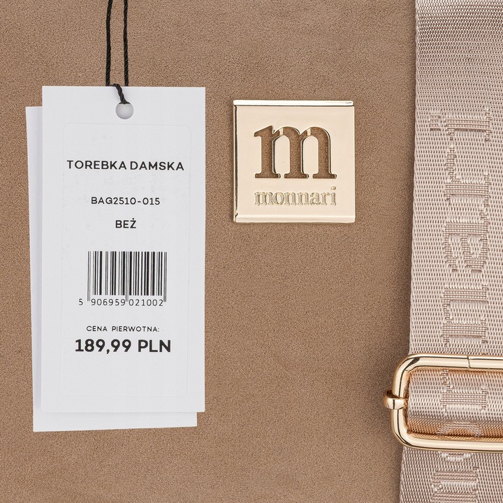 MONNARI Torebka Damska Listonoszka Camel ZAMSZ Regulowany Pasek