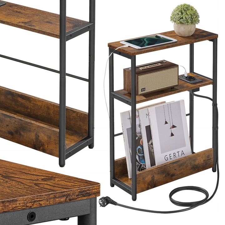 SZAFKA NOCNA STOLIK NOCNY DO SYPIALNI LOFT 48X58X18 CM SYPIALNIA WĄSKA