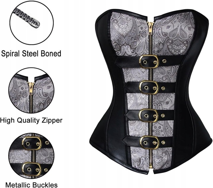 Gorset Steampunk Gothic Bustier +STRINGI SEKSOWNY WYSZCZUPLAJĄCY