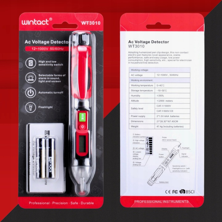 PRÓBNIK NAPIĘCIA TESTER GNIAZDEK ELEKTRYCZNYCH AC BEZDOTYKOWAY