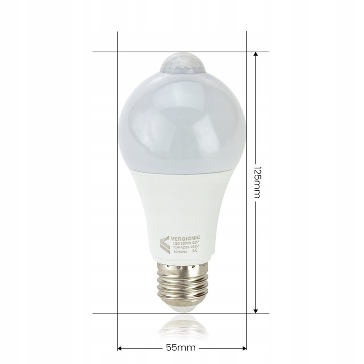 ŻARÓWKA LED E27 Z Czujnikiem ruchu zmierzchu 12W Neutralna 230V MOCNA