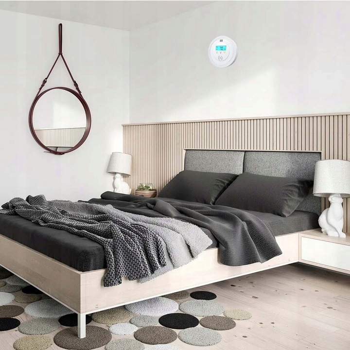 CZUJNIK CZADU GAZU WYKRYWACZ DETEKTOR TLENKU WĘGLA BEZPRZEWODOWY LCD ALARM