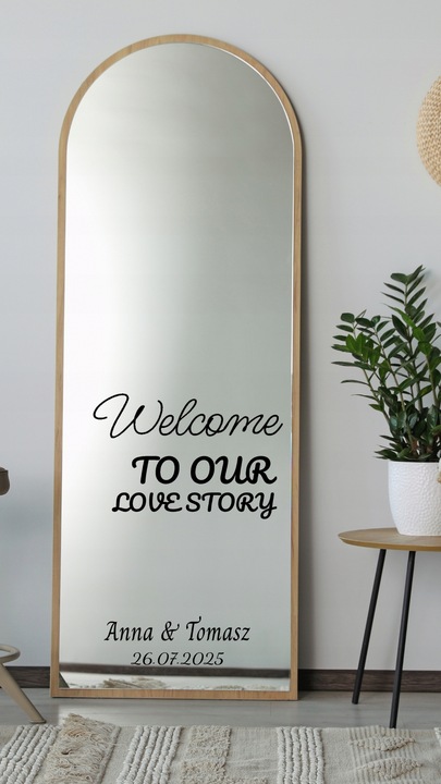 NAKLEJKA NA LUSTRO naklejki personalizowane na wesele ślub imprezę urodziny