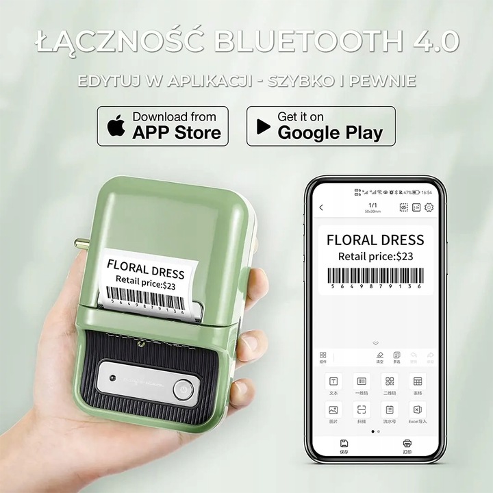 Drukarka termiczna NIIMBOT B21 czerwony + rolka etykiet