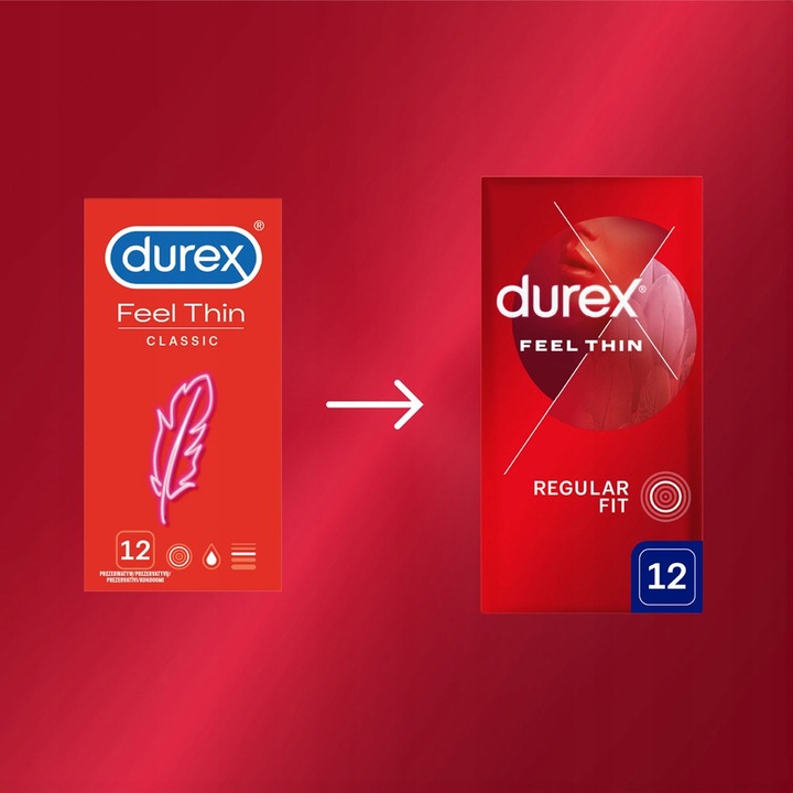 DUREX Feel Thin Classic Ultra Cienkie Prezerwatywy 12 sztuk Dopasowane