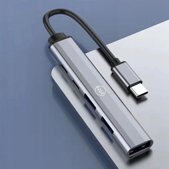 HUB USB-C Rozgałęźnik Rozdzielacz Portów Adapter SLIM 3x USB 2x USB-C PD