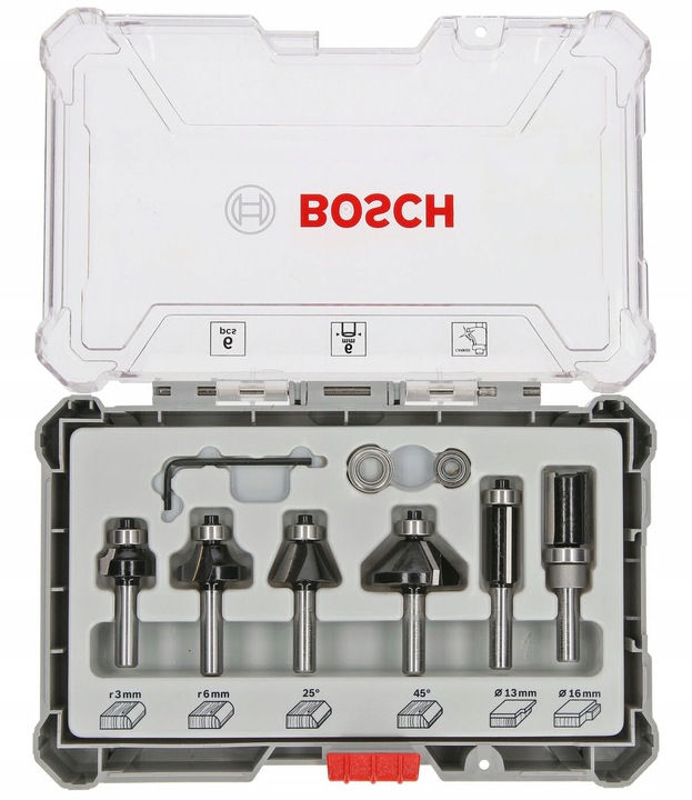BOSCH ZESTAW 6 FREZÓW DO DREWNA CHWYT 6mm
