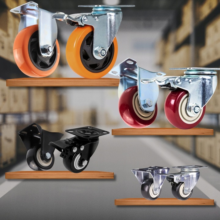 OBROTOWE KÓŁKO 75mm Z HAMULCEM do 460kg TRZPIEŃ Gwint M12x30mm 1szt