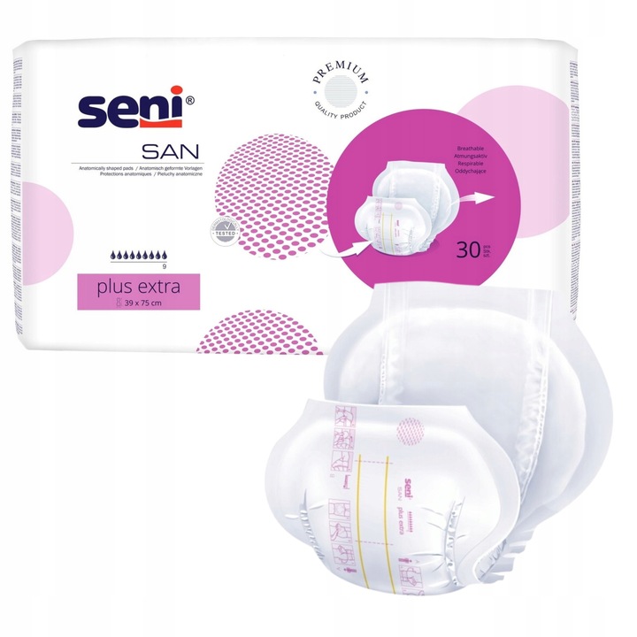 SENI SAN PLUS EXTRA PIELUCHY ANATOMICZNE 30 SZT DLA DOROSŁYCH