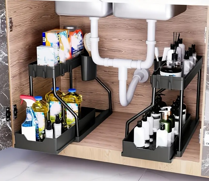 ORGANIZER POD ZLEW 2 POZIOMOWY WYSUWANA PÓŁKA STOJAK REGAŁ DO KUCHNI