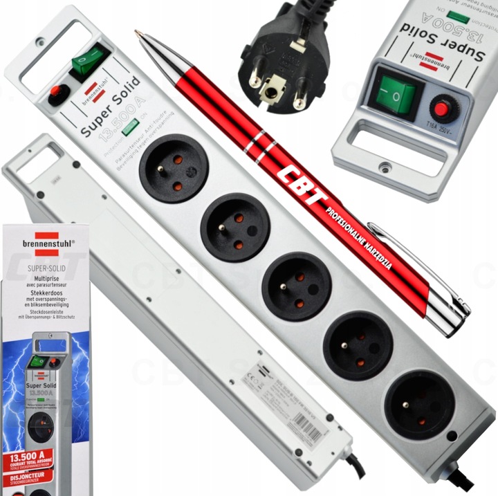 LISTWA PRZEPIĘCIOWA 5G BRENNENSTUHL PRZECIWPRZEPIĘCIOWA 13.500A KABEL 2,5m