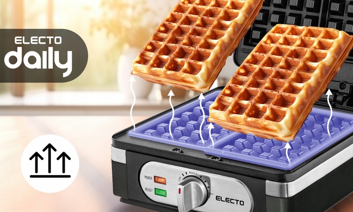 GOFROWNICA ELECTO 2200W Z REGULACJĄ TEMPERATURY 2 DUŻE CHRUPIĄCE GOFRY