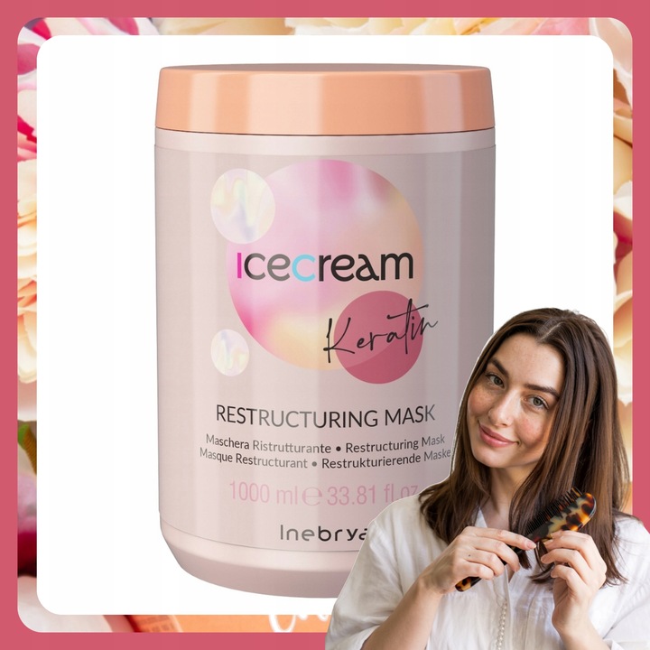 Maska do Włosów Łamliwych Zniszczonych Rekonstruująca Inebrya Keratin 1L