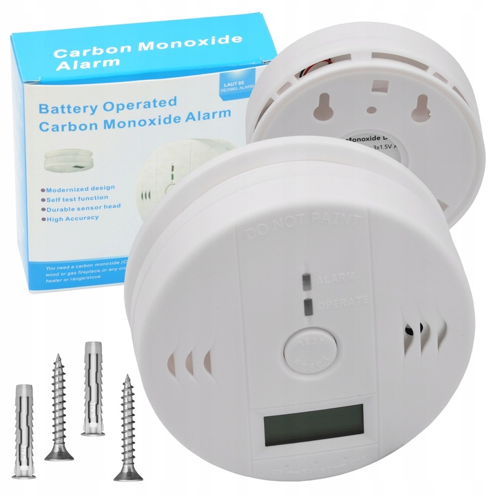 CZUJNIK CZADU TLENKU WĘGLA CO DETEKTOR WYKRYWACZ Z ALARMEM LCD CZUŁY