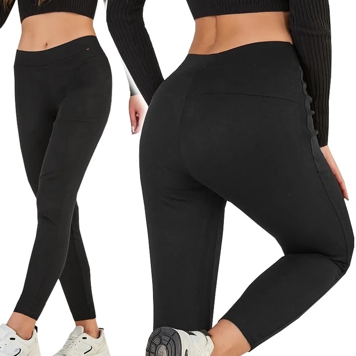 LEGGINSY BAWEŁNIANE damskie KLASYCZNE getry MODELUJĄCE 100% KRYJĄCE - S/M