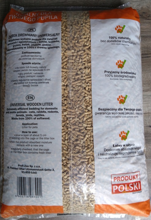 JASNY i PACHNĄCY DRZEWEM Żwirek drewniany PELLET 15kg kot świnki królik