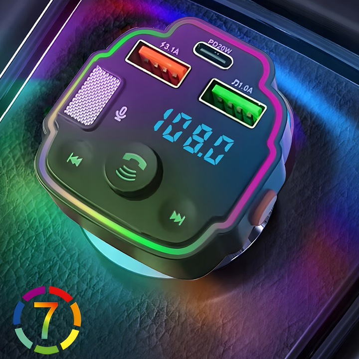 TRANSMITER SAMOCHODOWY BLUETOOTH FM 2X USB TRANSMITER WIELOFUNKCYJNY