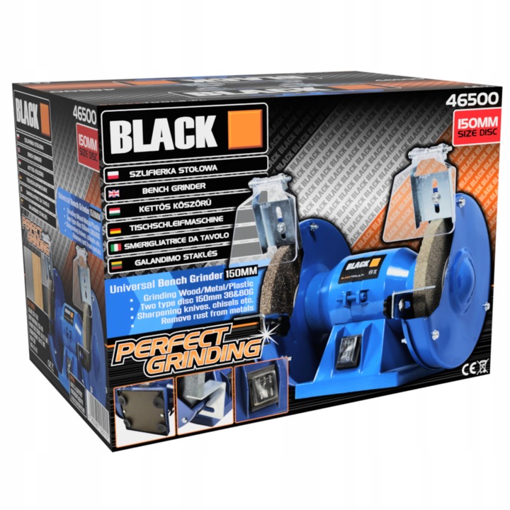 SZLIFIERKA STOŁOWA 2xKAMIEŃ 150MM BLACK