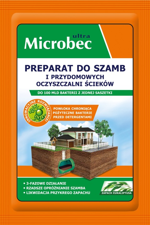 MICROBEC ULTRA preparat do szamb w saszetkach zapach eukaliptusa