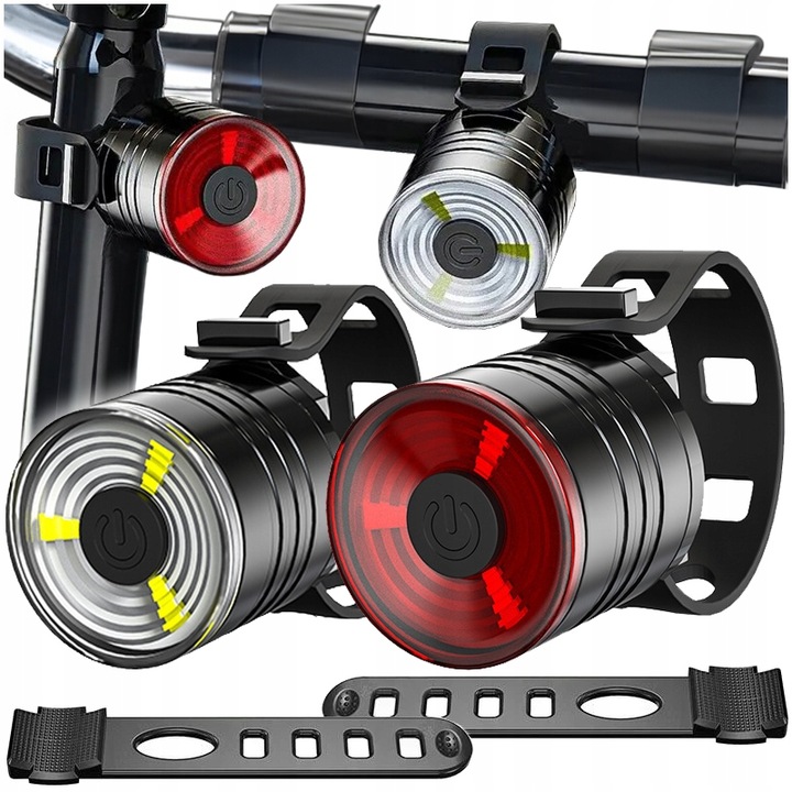 LAMPKA ROWEROWA PRZÓD TYŁ LED LAMPKI DO ROWERU NA KIEROWNICĘ ZESTAW BATERIE